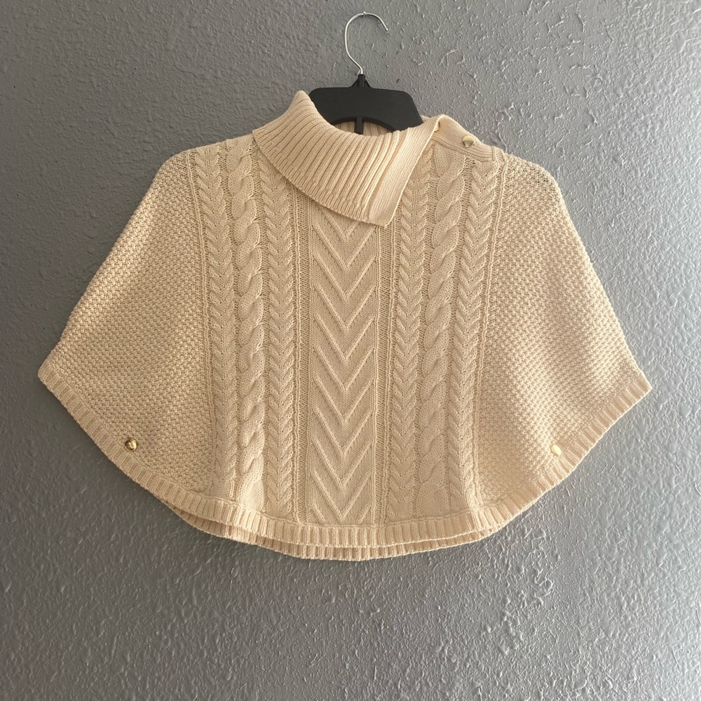 Hope & Henry Girls' Organic Split Collar Sweater Cape